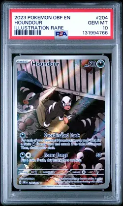 2023 POKEMON OBF EN-OBSIDIAN FLAMES ILLUSTRATION RARE #204 HOUNDOUR PSA 10 - Image 1