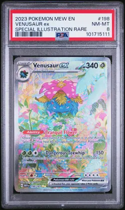 2023 POKEMON MEW EN-151 SPECIAL ILLUSTRATION RARE #198 VENUSAUR EX PSA 8 - Image 1