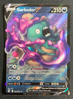 Garbodor V 100/203 Evolving Skies Ultra Rare Holo Pokemon TCG Card NM - Image 1