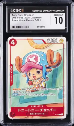 2025 ONE PIECE PROMO CARDS JPN #P-101 TONY TONY CHOPPER CGC 10 GEM MINT - Image 1