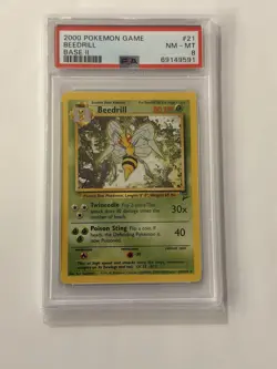 Beedrill PSA 8 2000 POKEMON BASE SET 2 II #21/130 Graded Card - Image 1