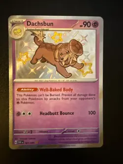 Pokemon TCG Shiny Dachsbun Holo Rare Card 161/091 Paldean Fates NM - Image 1
