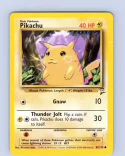 Pokemon TCG Pikachu 87/130 Base Set 2 Unlimited Common Card WOTC Played HP-MP - Image 1