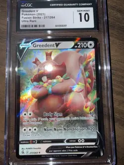 Pokemon Fusion Strike Greedent v 257/264 2021 Alt Art Ultra Rare CGC 10 Gem Mint - Image 1