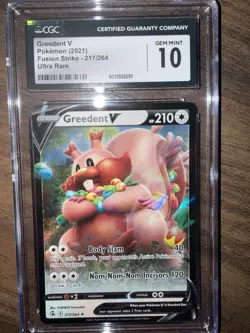 Pokemon Fusion Strike Greedent v 257/264 2021 Alt Art Ultra Rare CGC 10 Gem Mint - Image 2