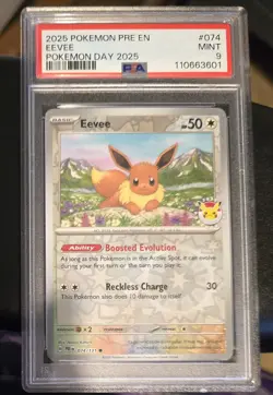 PSA 9 - Eevee 074/131 Pokemon Day 2025 STAMPED Promo - Image 1