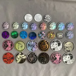 Lot Of 31 Pokemon Tcg Plastic Coin tokens Mew Pikachu Jolteon Standard & Jumbo - Image 1