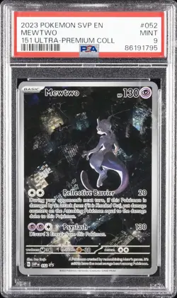 2023 POKEMON SVP EN-SV BLACK STAR PROMO 151 ULTRA-PREM COLL #052 MEWTWO PSA 9 - Image 1