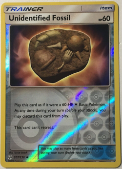 Pokemon - UNIDENTIFIED FOSSIL 207/236 - Reverse Holo - Cosmic Eclipse - NM/M - Image 1