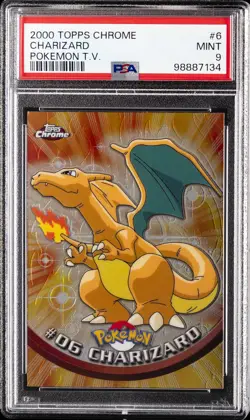 2000 TOPPS CHROME POKEMON T.V. #6 CHARIZARD PSA 9 - Image 1