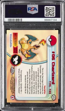 2000 TOPPS CHROME POKEMON T.V. #6 CHARIZARD PSA 9 - Image 2