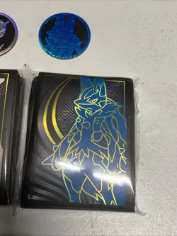 Pokemon ETB Sleeves Coins 2 Lot Mega Evolution Lucario Gardevoir Sealed Sleeves - Image 5