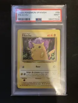 Pokemon TCG Pikachu Base Set Unlimited SPANISH #58 PSA 9 Mint - Image 1