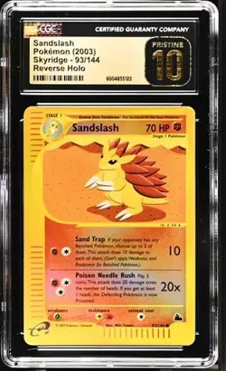 CGC 10 PRISTINE Sandslash 93/144 Reverse Holo Skyridge 2003 Pokemon Pop 4 - Image 1