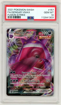 Pokemon Gengar VMAX Holo PSA 10 Gem Mint 157/264 Swsh08: Fusion Strike - Image 1