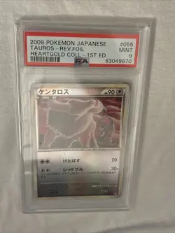 2009 Pokemon Tauros Japanese Reverse Foil Heartgold Coll #055 1st Ed. PSA MINT 9 - Image 5