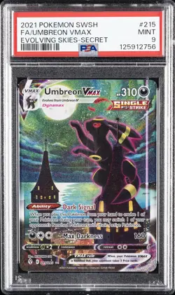 2021 POKEMON SWORD & SHIELD EVOLVING SKIES SECRET FULL ART/UMBREON VMAX PSA 9 - Image 1