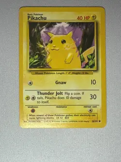 Pokemon TCG Pokemon Base WOTC Pikachu Common Regular 58/102 LP/MP - Image 1