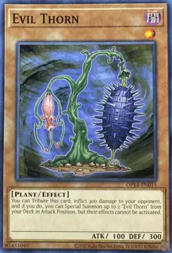 YUGIOH 3x Evil Thorn OP14-EN015 Playset LP / NM x 3 - Image 1