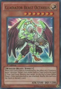 YUGIOH Gladiator Beast Octavius LCGX-EN235 1st ed Ultra Rare LP - Image 1