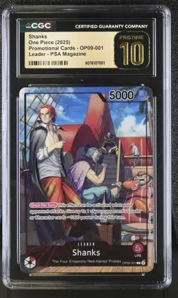 CGC PRISTINE 10 SHANKS OP09-001 ONE PIECE LEADER PROMO PSA MAGAZINE EXCLUSIVE - Image 1