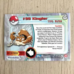 Topps Pokemon Foil Holo Card TV Animation Series 2 Blue Logo #99 Kingler - Image 3