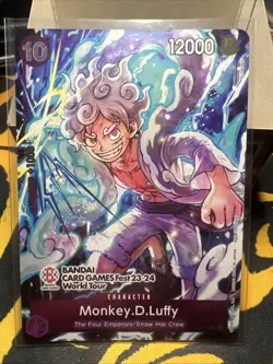 Monkey D Luffy P-041 BANDAI CARD GAME Fest 23-24 PROMO World Tour One Piece NM - Image 1