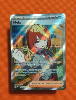 Pokemon TCG Trainer Mela Ultra Rare Holo Card 140/131 Prismatic Evolutions - Image 1