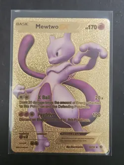 Pokemon Mewtwo EX HP 170 Gold Foil Card 98/99 (Fan Art) - Image 1