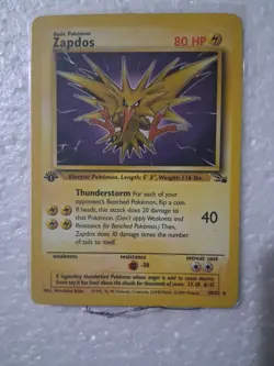 Pokemon Zapdos 1st Edition Non-Holo Rare Card 30/62 Fossil Set 1999 Vintage - Image 3