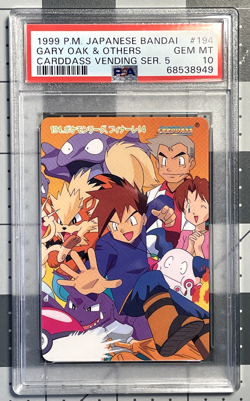 1999 Bandai Japanese Pokemon Carddass Vending Ser. 5 #194 Gary Oak PSA 10 - Image 1