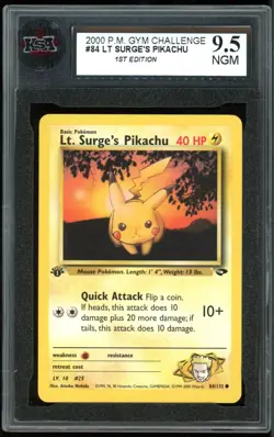 2000 Pokemon Gym challenge #84 LT. Surge's Pikachu 1st Edition KSA 9.5 NGM - Image 1