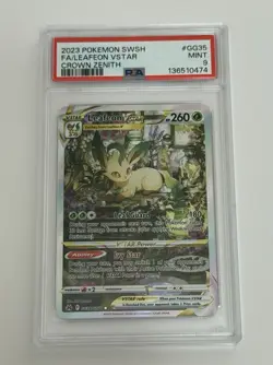 2023 POKEMON SWORD & SHIELD CROWN ZENITH #GG35 FULL ART/LEAFEON VSTAR PSA 9 - Image 1