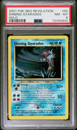 Shining Gyarados 65 2001 Pokemon Neo Revelation PSA 8 *SWIRL* - Image 1