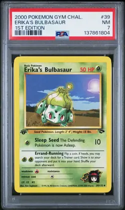 2000 POKEMON GYM CHALLENGE 1ST ED #39 ERIKA'S BULBASAUR PSA 7 - Image 1