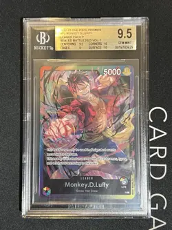 BGS 9.5 Gem Mint One Piece Card Game Monkey D Luffy L Sealed Battle Vol.2 - Image 1