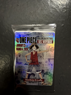 One Piece College Basketball US Voyage Luffy Card IN HAND - MINT - UNOPENED - Image 2