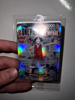 One Piece College Basketball US Voyage Luffy Card IN HAND - MINT - UNOPENED - Image 5