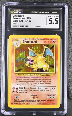 CGC 5.5 Charizard 1999 Base Set 4/102 Holo Pokemon Card - Image 1
