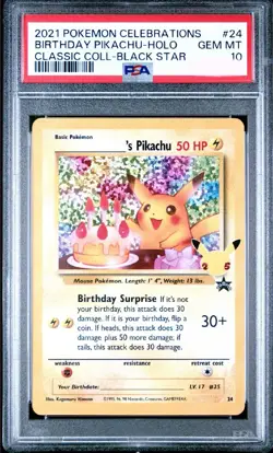 2021 POKEMON CELEBRATIONS CLASSIC COLL #24 BIRTHDAY PIKACHU-HOLO PSA 10 - Image 1