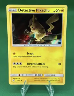 Pokemon TCG Detective Pikachu 10/18 Detective Pikachu Holo Rare Basic English - Image 1