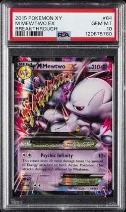 2015 POKEMON XY BREAKTHROUGH #64 M MEWTWO EX PSA 10 - Image 1