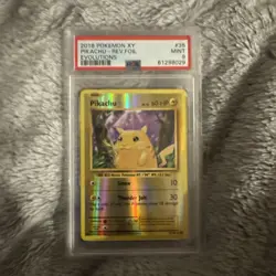 2016 POKEMON XY EVOLUTIONS #35/108 PIKACHU REVERSE HOLO PSA 9 - Image 1