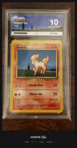 Ace Gem Mint 10 Pokemon Base 1999 Ponyta 60/102 WOTC vintage rare low pop card - Image 1