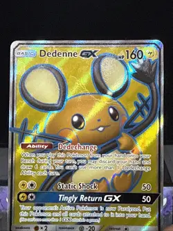 Pokemon Card Dedenne GX 195/214 Unbroken Bonds Full Art Ultra Rare Holo Played - Image 2