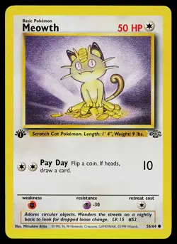 Pokemon Card - Meowth Jungle 56/64 Common 1st Edition - Image 1