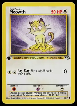 Pokemon Card - Meowth Jungle 56/64 Common 1st Edition - Image 1