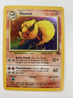 Pokemon TCG Flareon Holo Rare Jungle Card 3/64 German LP/MP - Image 1
