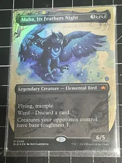 Maha Its Feathers Night Borderless Bloomburrow Foil Magic the Gathering - Image 1