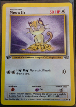 1999 Pokemon Meowth Jungle 56/64 1st Edition LP - Image 1
